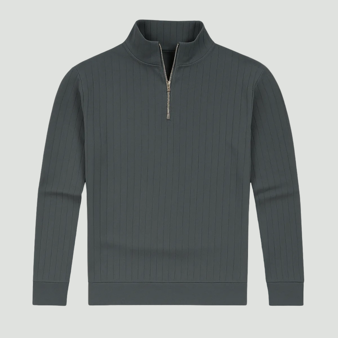 Men’s Quarter Zip Jumper – Ribbed Knit with Stand Collar