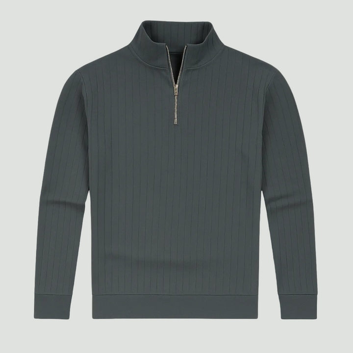 Men’s Quarter Zip Jumper – Ribbed Knit with Stand Collar