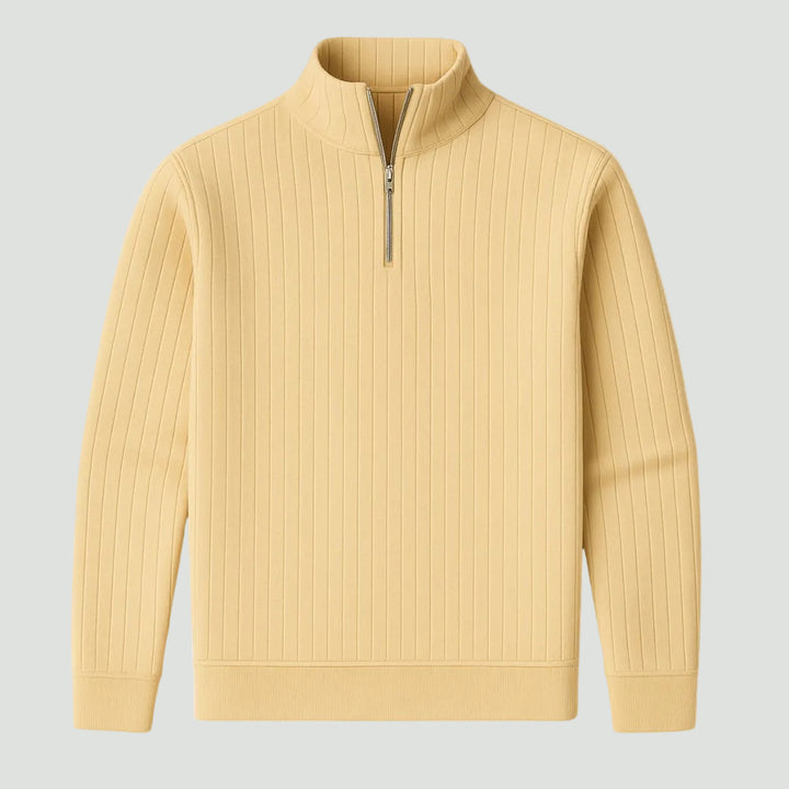 Men’s Quarter Zip Jumper – Ribbed Knit with Stand Collar