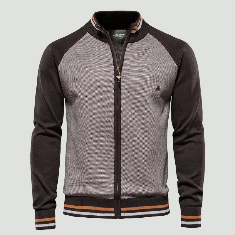 Fine Knit Zip Cardigan | Stylish Knitwear with Stand Collar
