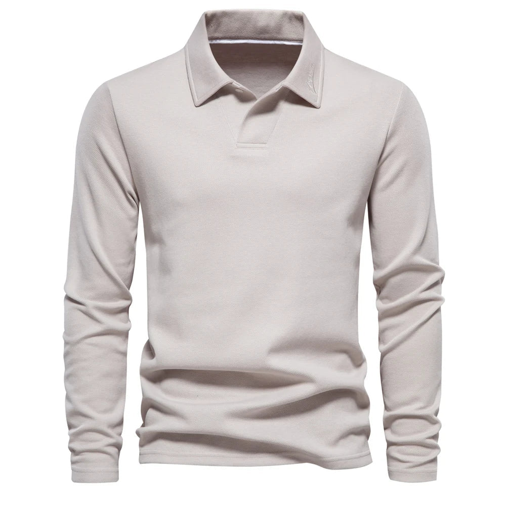 Men’s Long Sleeve Polo Shirt – Slim Fit Style for Everyday Wear