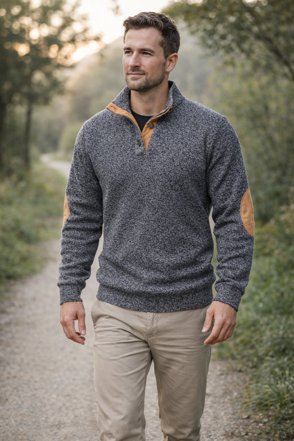Men’s Knitted Outdoor Sweater – Stand Collar Layer
