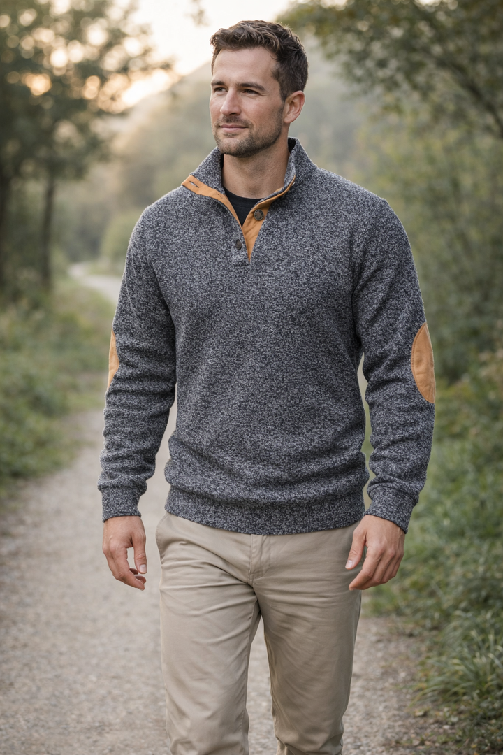 Men’s Knitted Outdoor Sweater – Stand Collar Layer