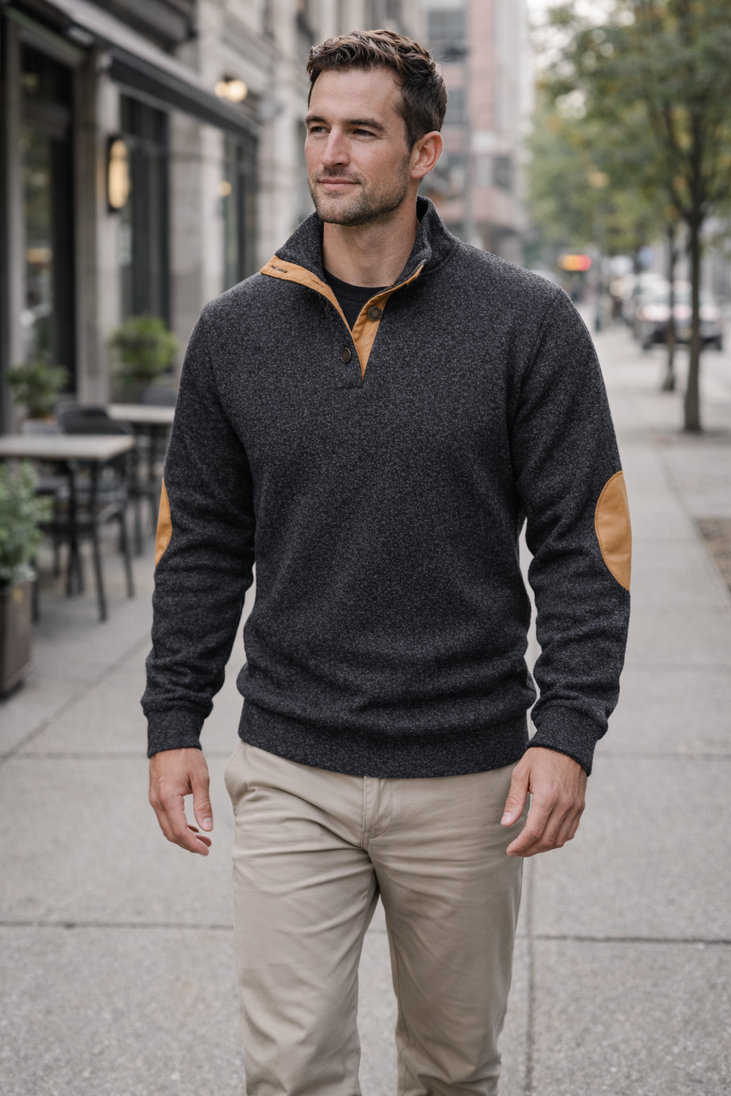 Men’s Knitted Outdoor Sweater – Stand Collar Layer