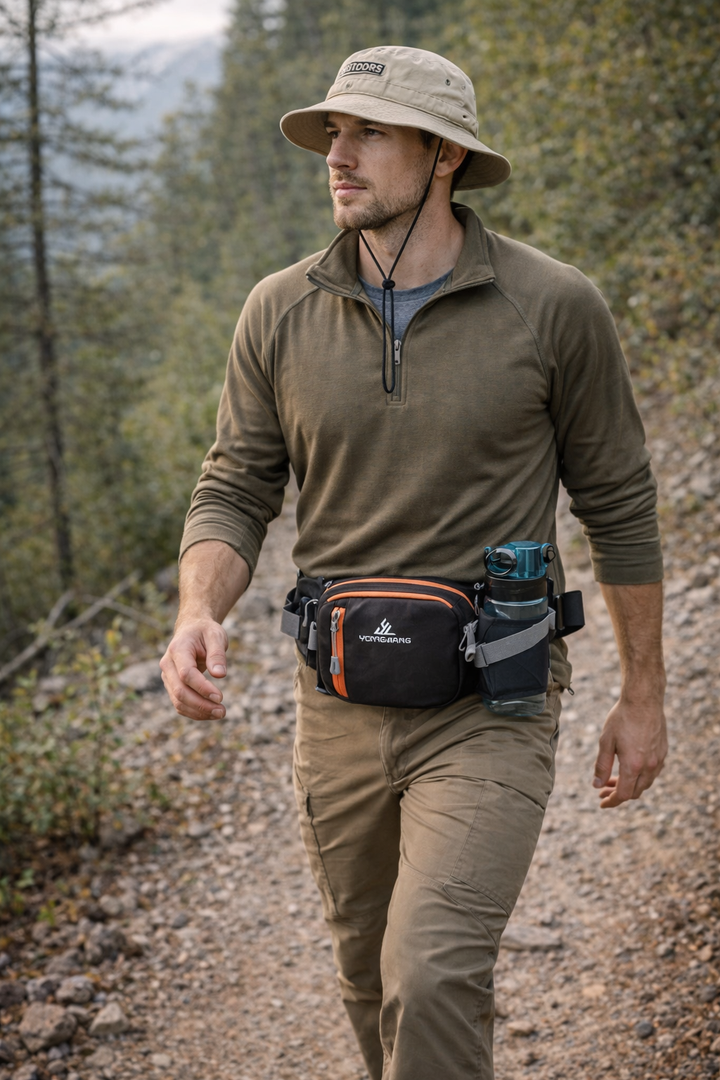 Lightweight Water-Resistant Outdoor Waist Pack – Bottle Holder Design