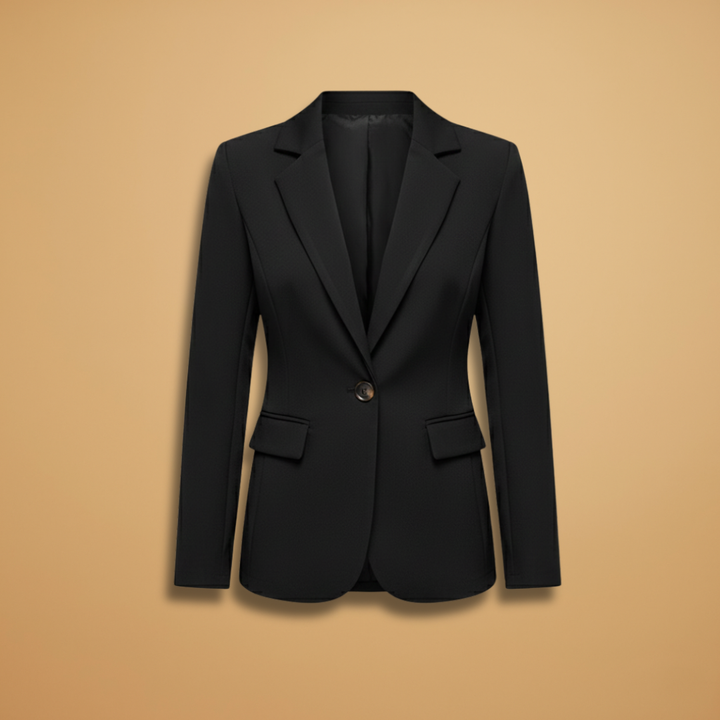 Women's Notched-Lapel Blazer with Single Button and Flap Pockets