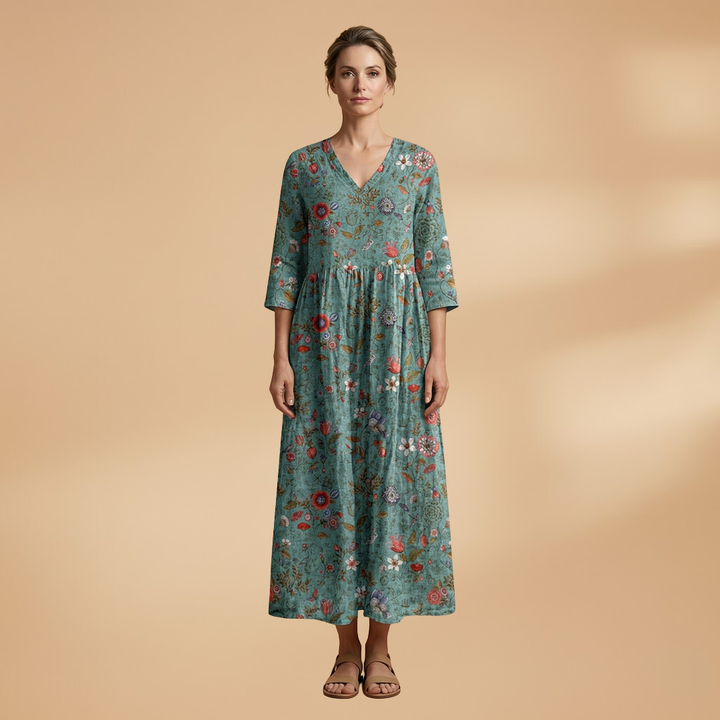 Women’s Summer Dress – V-Neck Floral Design for Everyday Wear