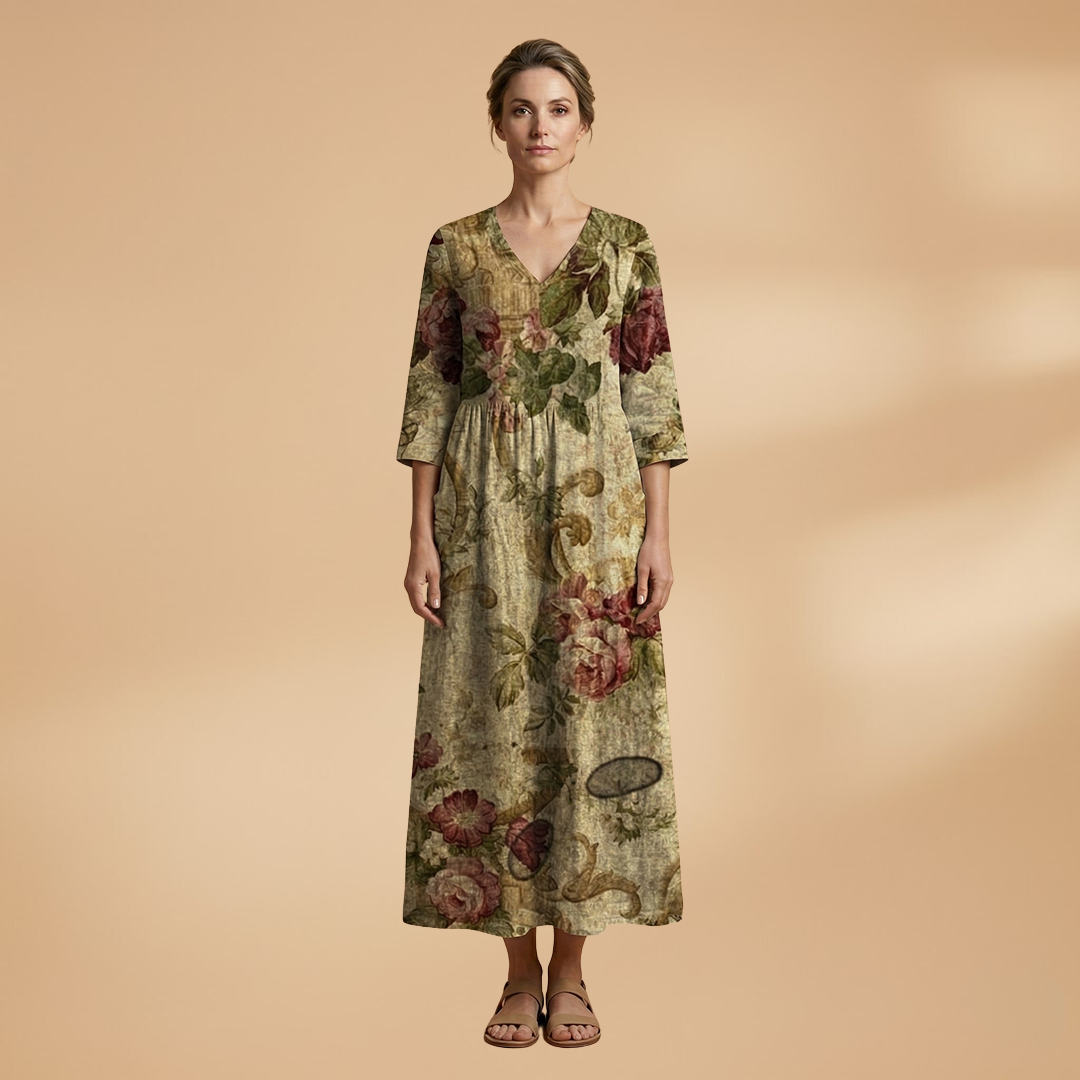 Women’s Summer Dress – V-Neck Floral Design for Everyday Wear