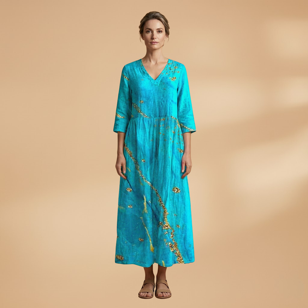 Women’s Summer Dress – V-Neck Floral Design for Everyday Wear