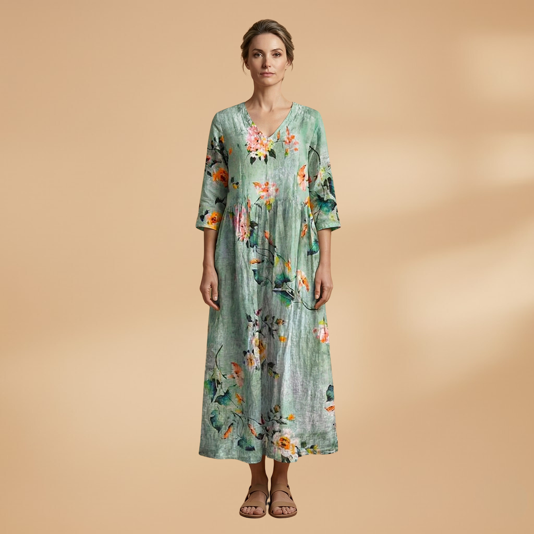 Women’s Summer Dress – V-Neck Floral Design for Everyday Wear