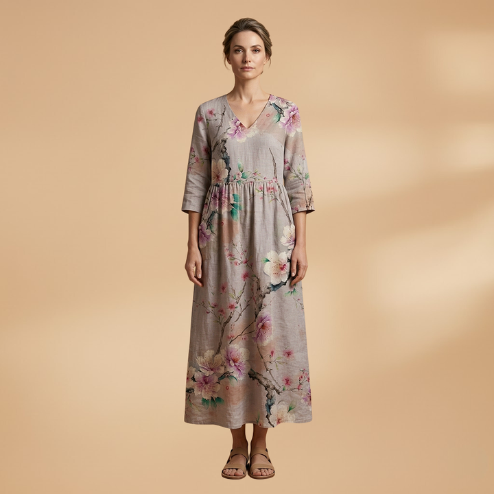 Women’s Summer Dress – V-Neck Floral Design for Everyday Wear