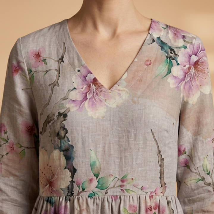 Women’s Summer Dress – V-Neck Floral Design for Everyday Wear