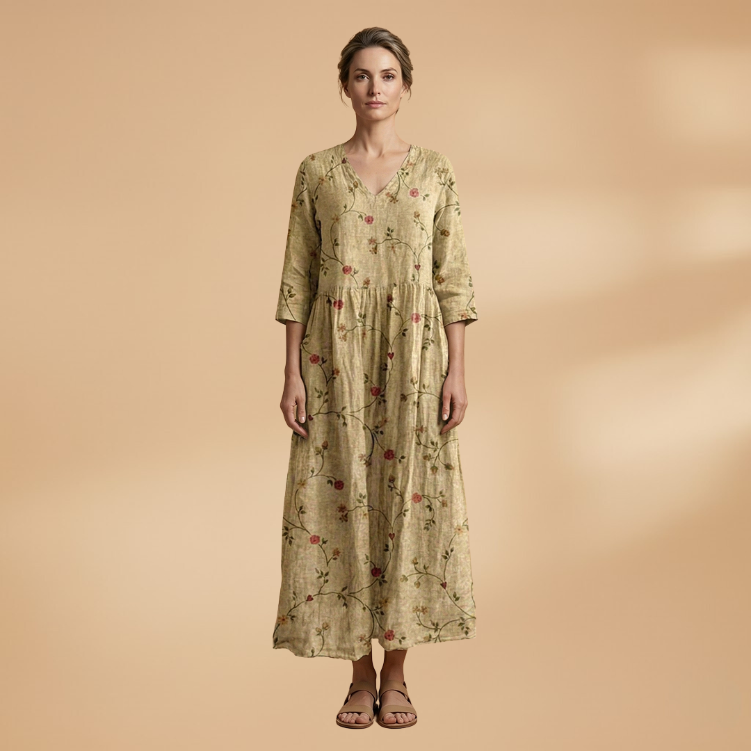 Women’s Summer Dress – V-Neck Floral Design for Everyday Wear