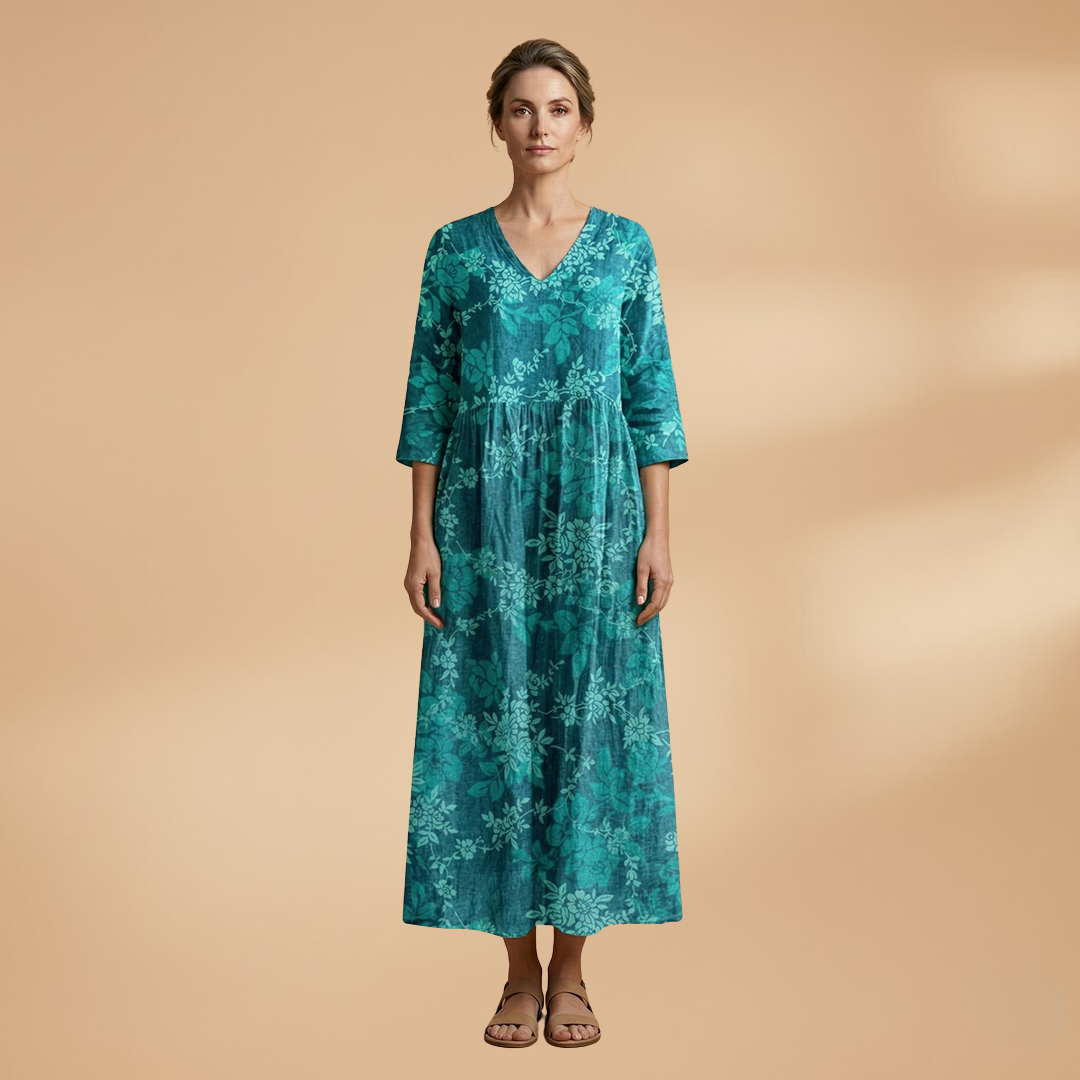 Women’s Summer Dress – V-Neck Floral Design for Everyday Wear