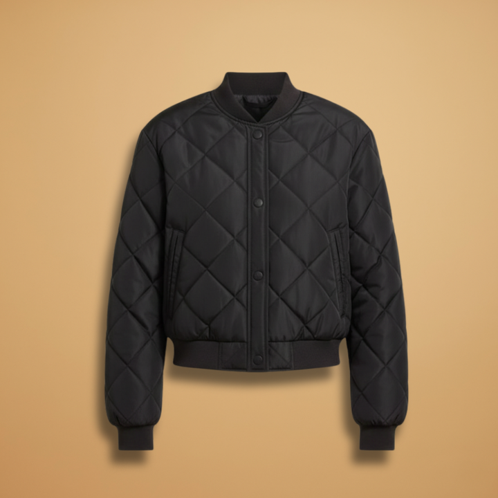 Women’s Quilted Bomber Jacket – Zip Front with Elasticated Fit