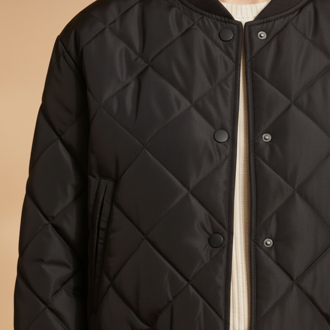 Women’s Quilted Bomber Jacket – Zip Front with Elasticated Fit