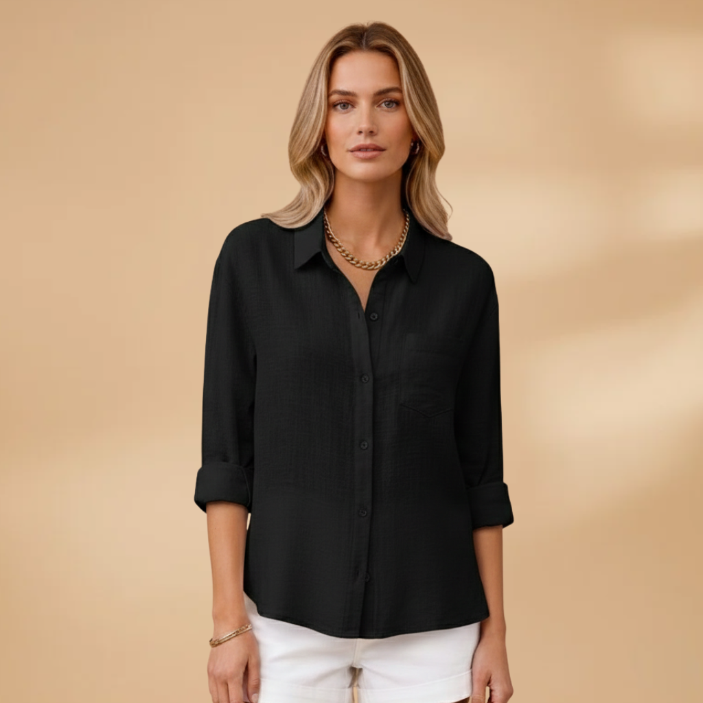 Women’s Short Sleeve Blouse – Button Placket for Summer Wear