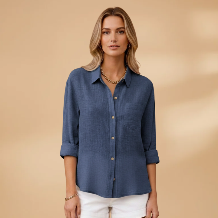 Women’s Short Sleeve Blouse – Button Placket for Summer Wear