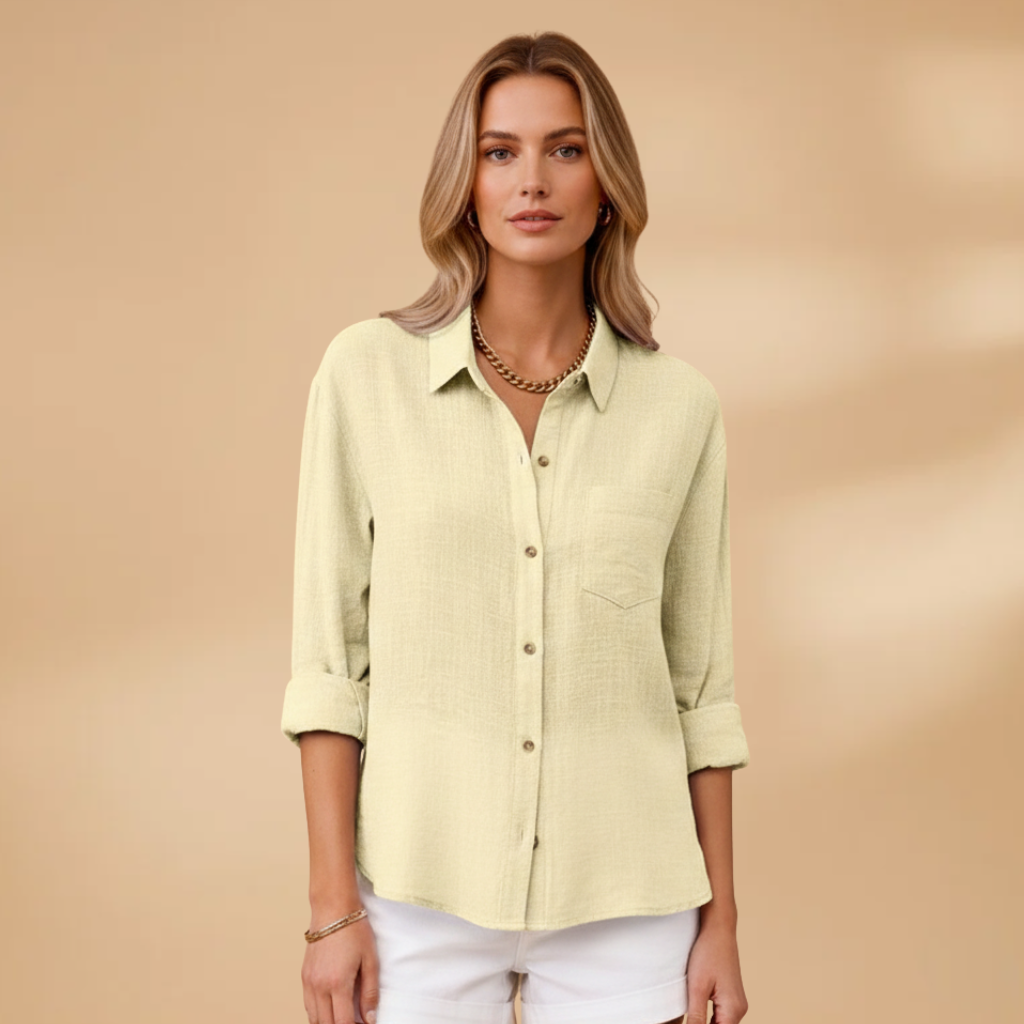 Women’s Short Sleeve Blouse – Button Placket for Summer Wear