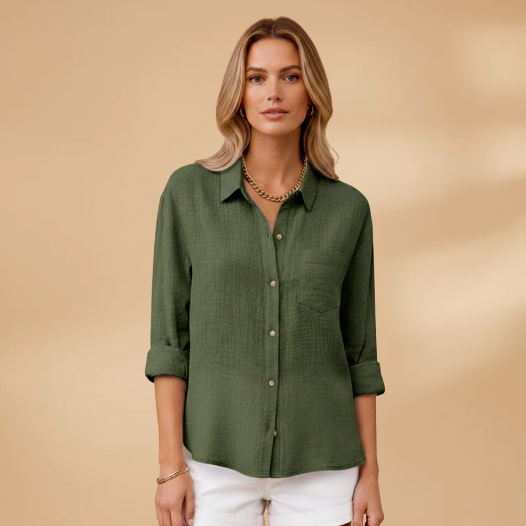 Women’s Short Sleeve Blouse – Button Placket for Summer Wear