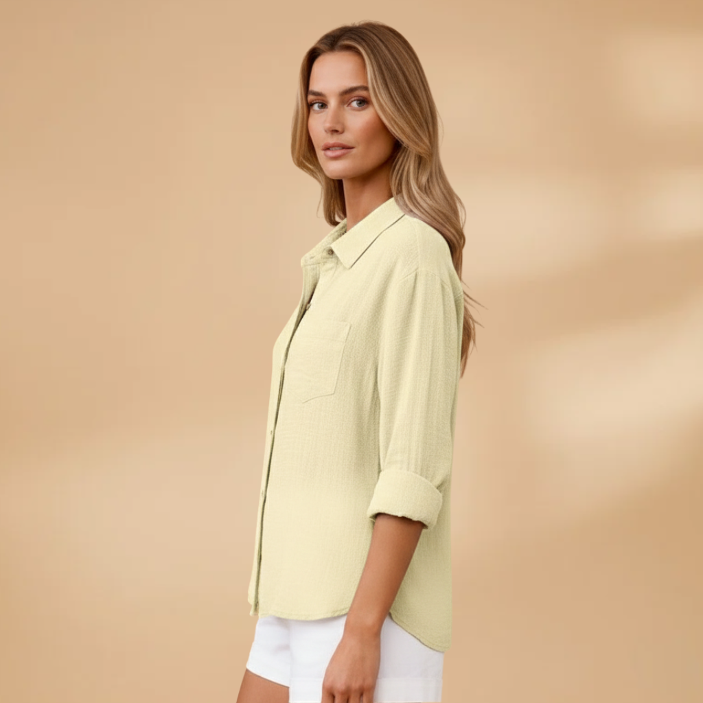 Women’s Short Sleeve Blouse – Button Placket for Summer Wear