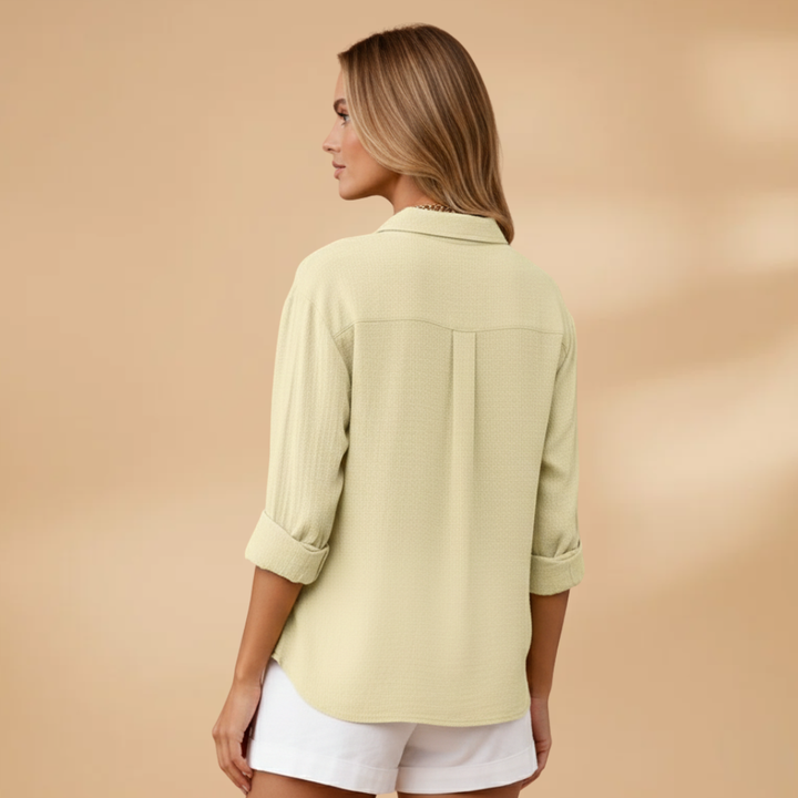 Women’s Short Sleeve Blouse – Button Placket for Summer Wear