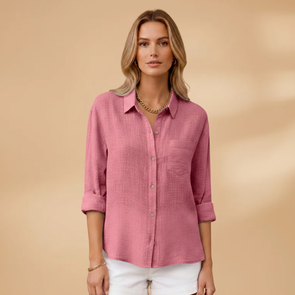 Women’s Short Sleeve Blouse – Button Placket for Summer Wear