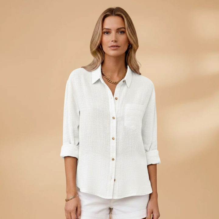Women’s Short Sleeve Blouse – Button Placket for Summer Wear