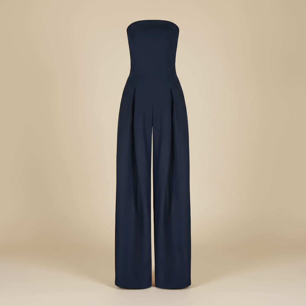 Women's Strapless Wide-Leg Jumpsuit with Structured Bodice