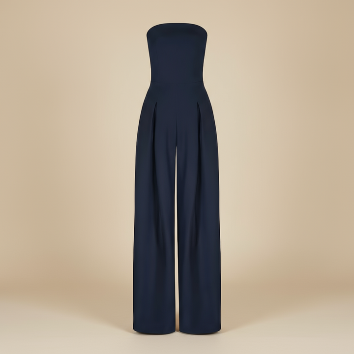 Women's Strapless Wide-Leg Jumpsuit with Structured Bodice