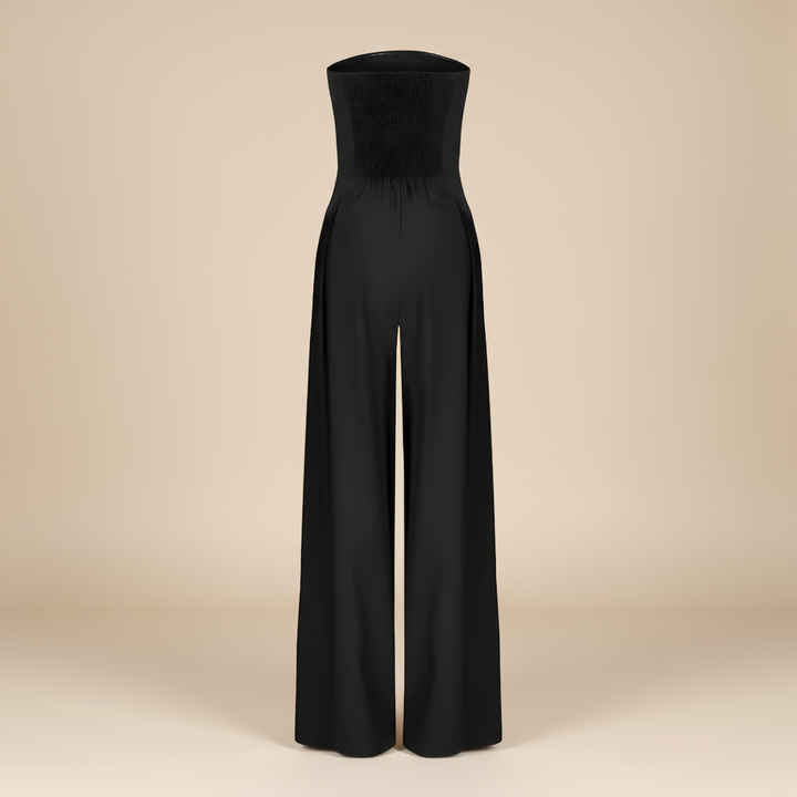 Women's Strapless Wide-Leg Jumpsuit with Structured Bodice