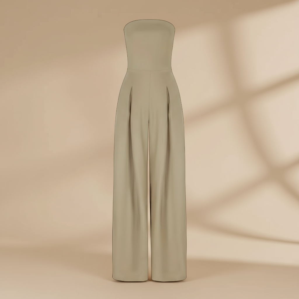Women's Strapless Wide-Leg Jumpsuit with Structured Bodice