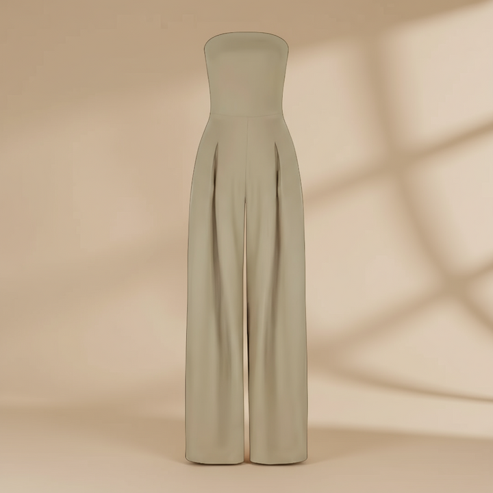 Women's Strapless Wide-Leg Jumpsuit with Structured Bodice