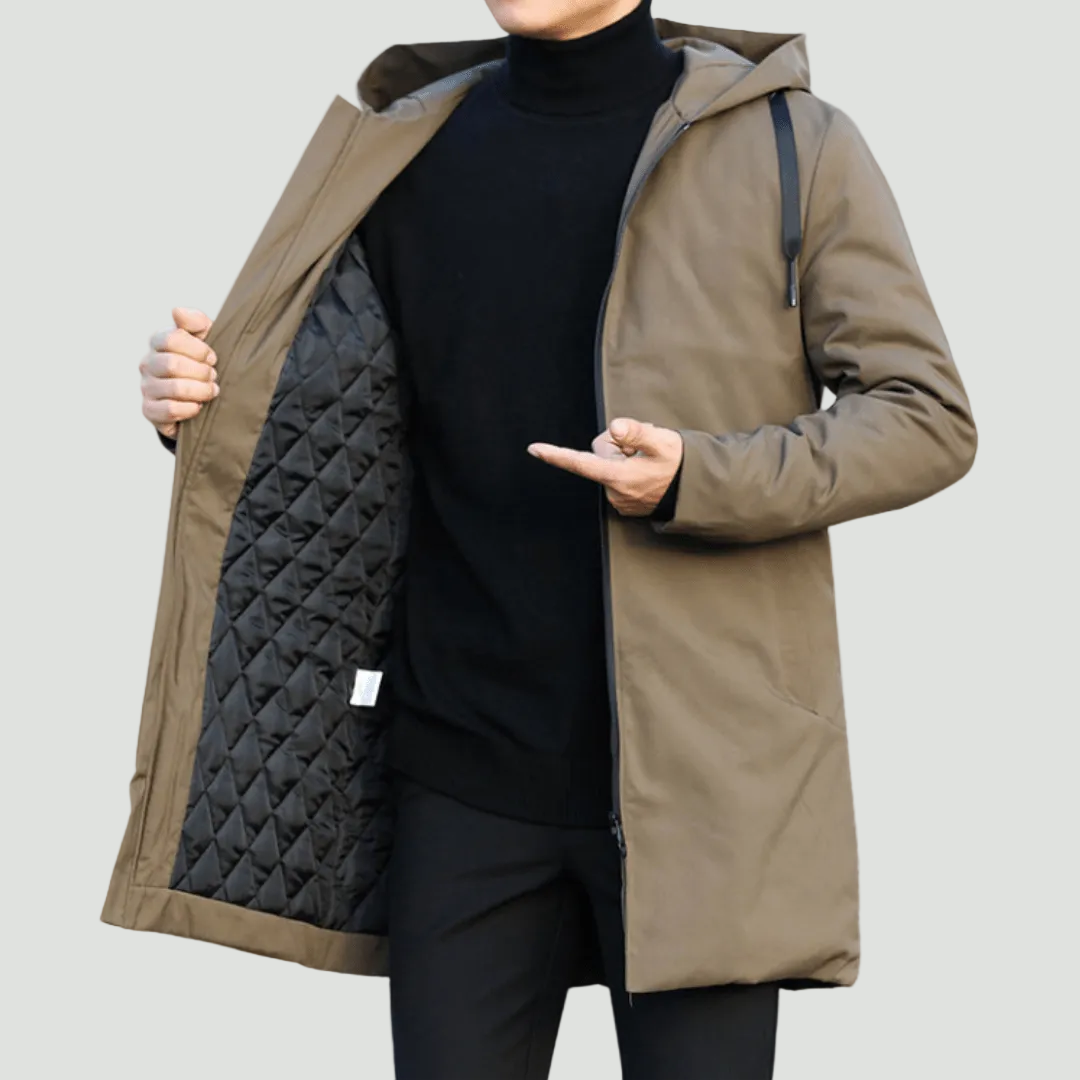 Men’s Insulated Quilted Winter Coat – Hooded Layer for Cold Weather