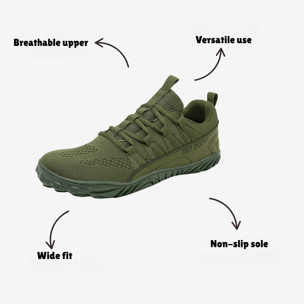 Wide-Fit Barefoot Walking Shoes – Breathable Design with Grippy Outsole