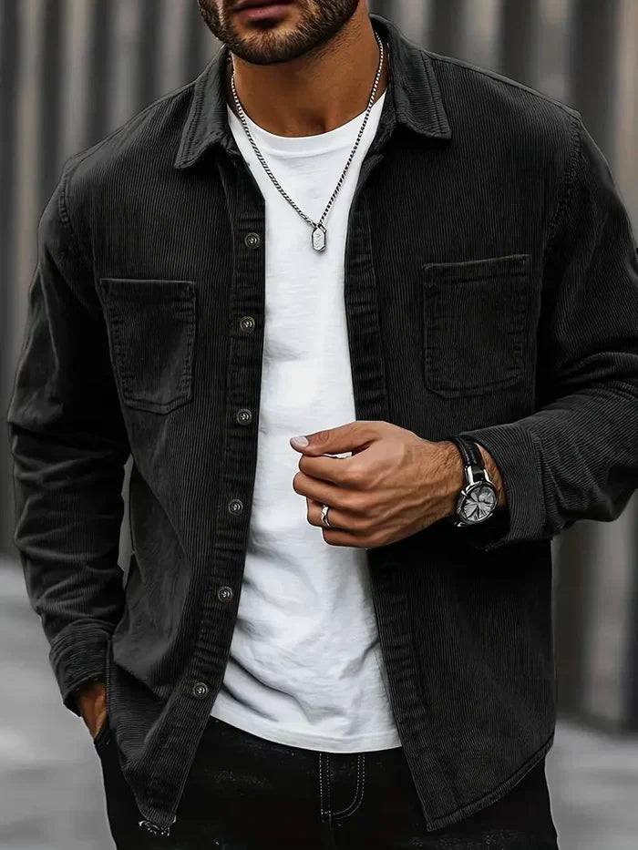 Men’s Corduroy Overshirt – Textured Layer with Chest Pockets
