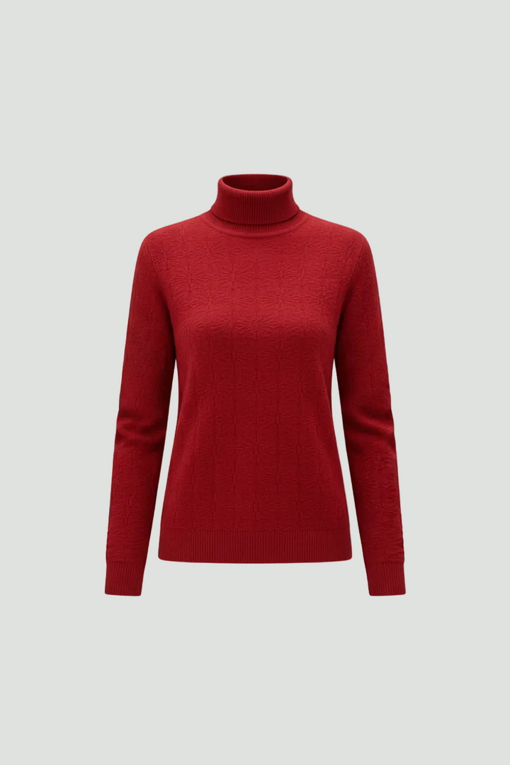 Women’s Textured Knit Jumper with Mock Neck and Slim Fit