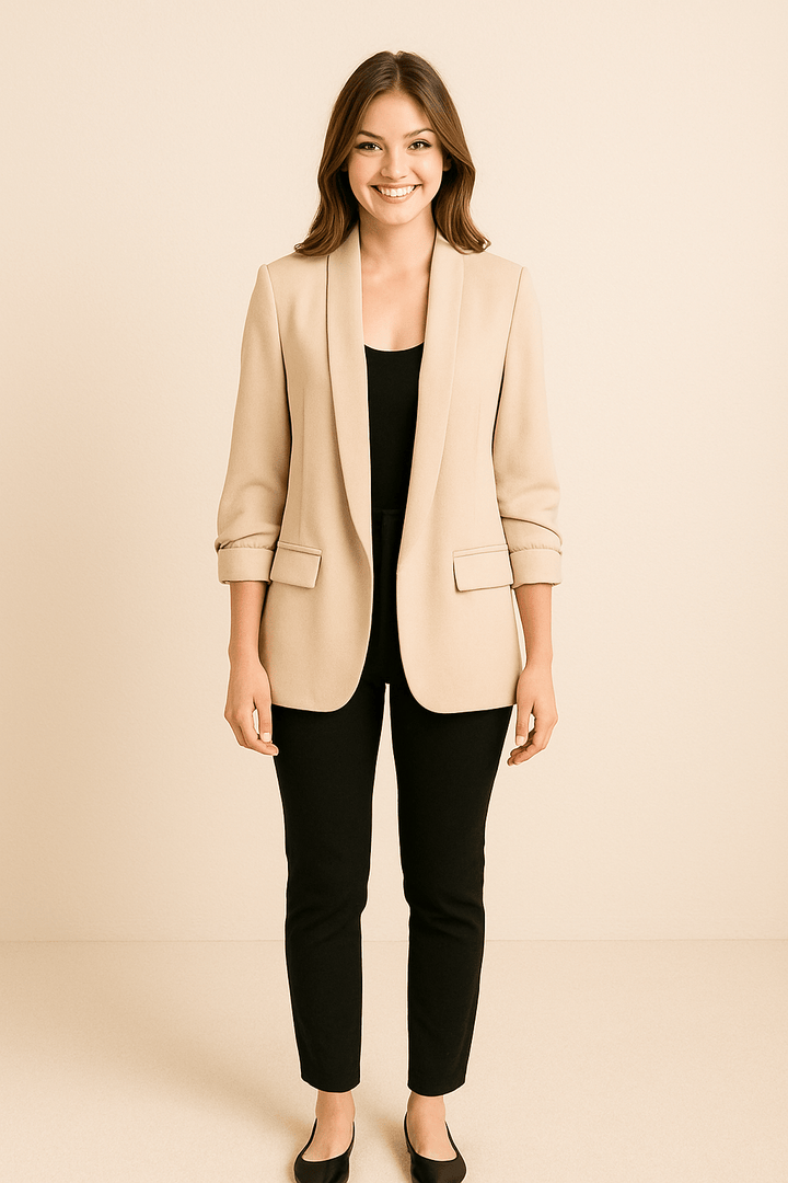 Women’s Lightweight Blazer – Rolled Sleeves Layering Piece