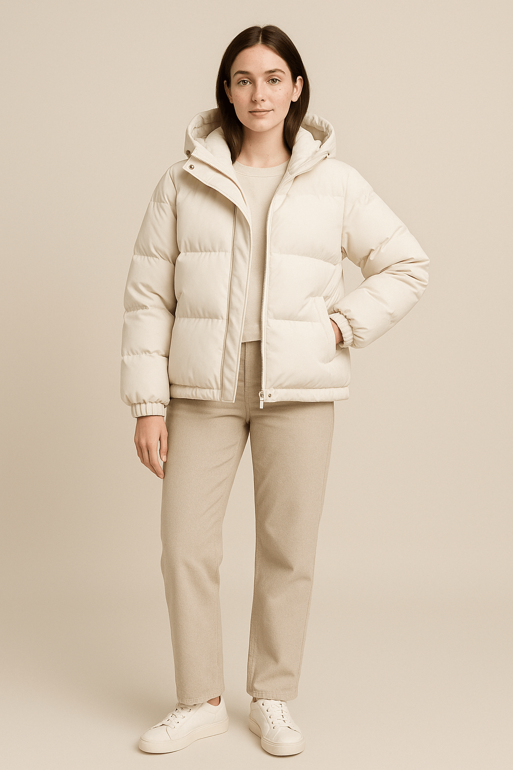 Women’s Quilted Oversized Hooded Jacket – Water-Repellent & Wind-Resistant