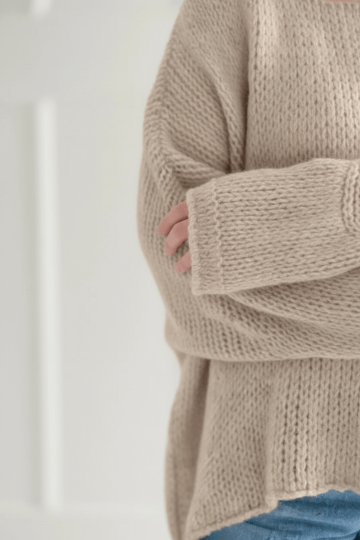 Women’s Oversized Knit Sweater with Off-Shoulder Design