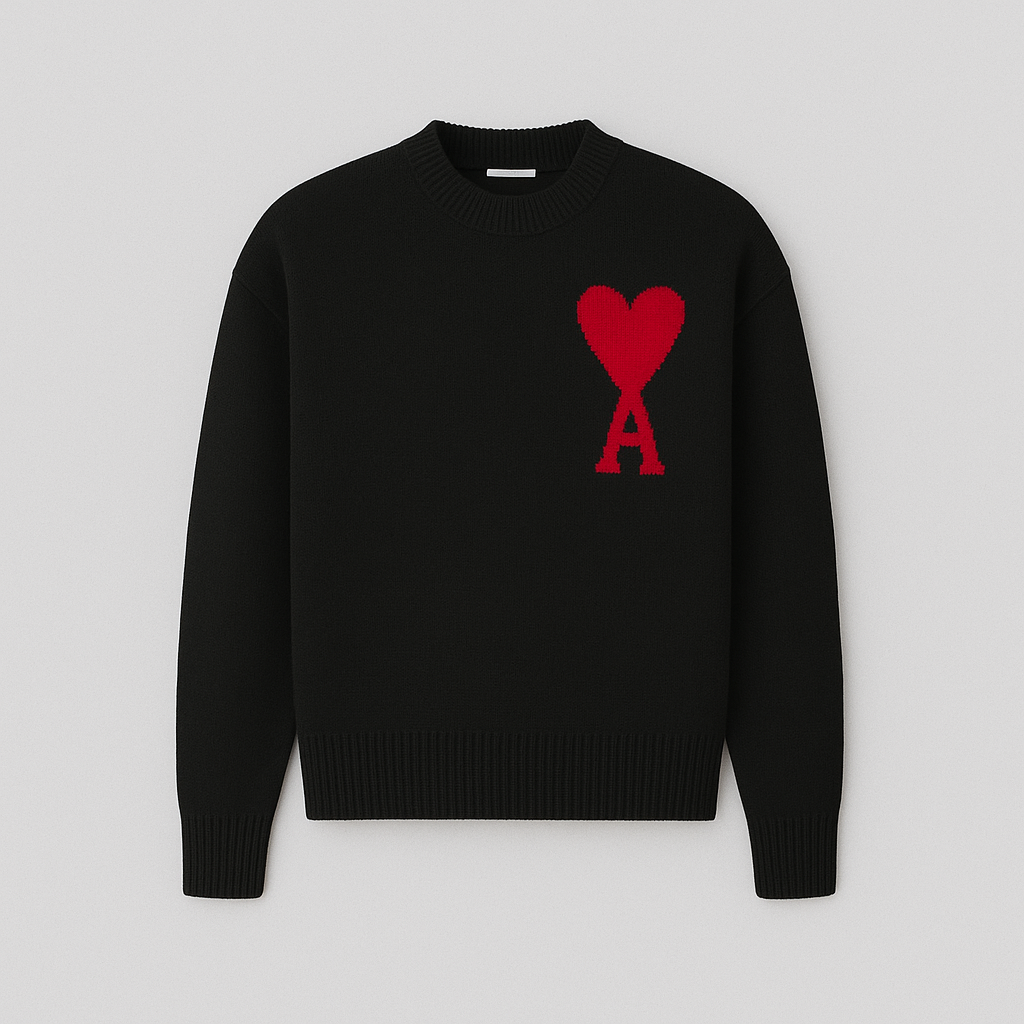 Women’s Graphic Knit Jumper – Oversized Fit with Heart Detail