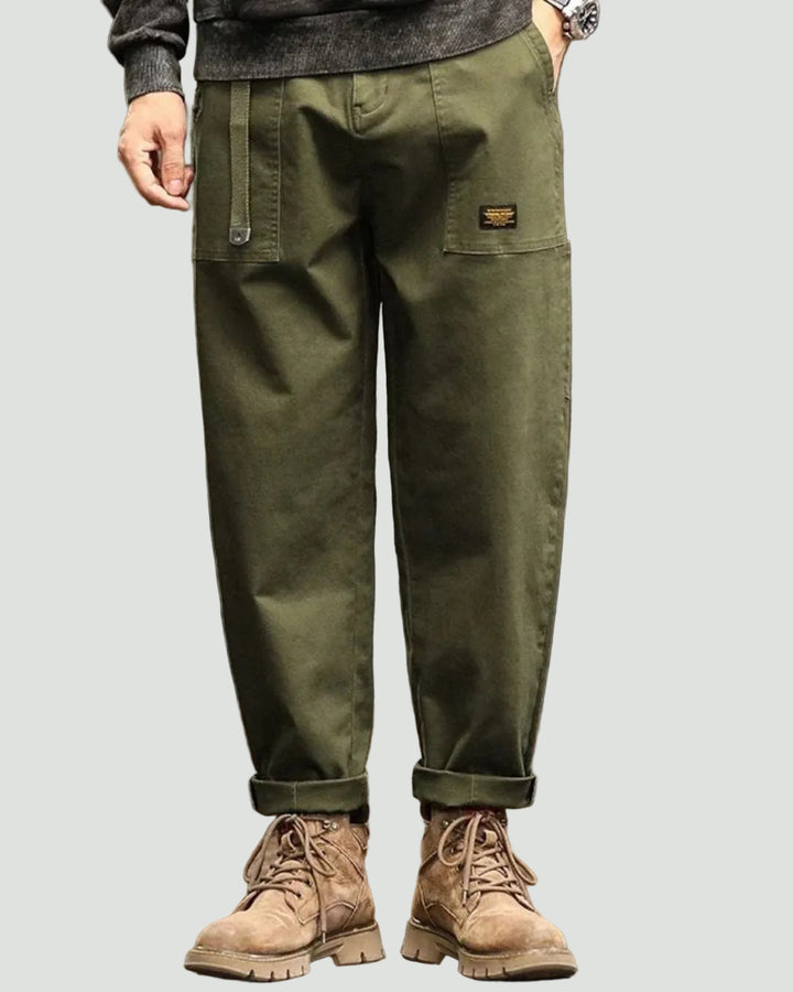 Men’s Straight Leg Cargo Trousers – Utility Fit with Pleated Waist