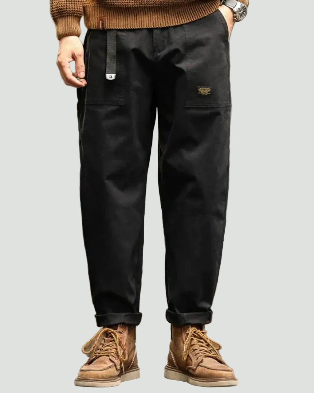 Men’s Straight Leg Cargo Trousers – Utility Fit with Pleated Waist