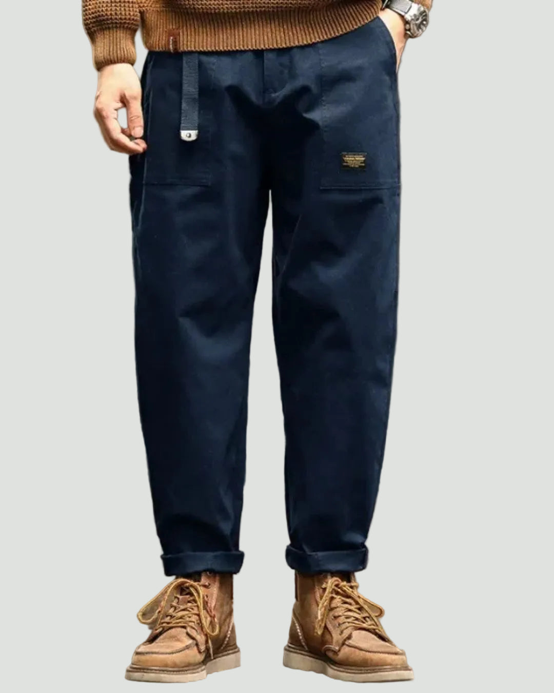 Men’s Straight Leg Cargo Trousers – Utility Fit with Pleated Waist