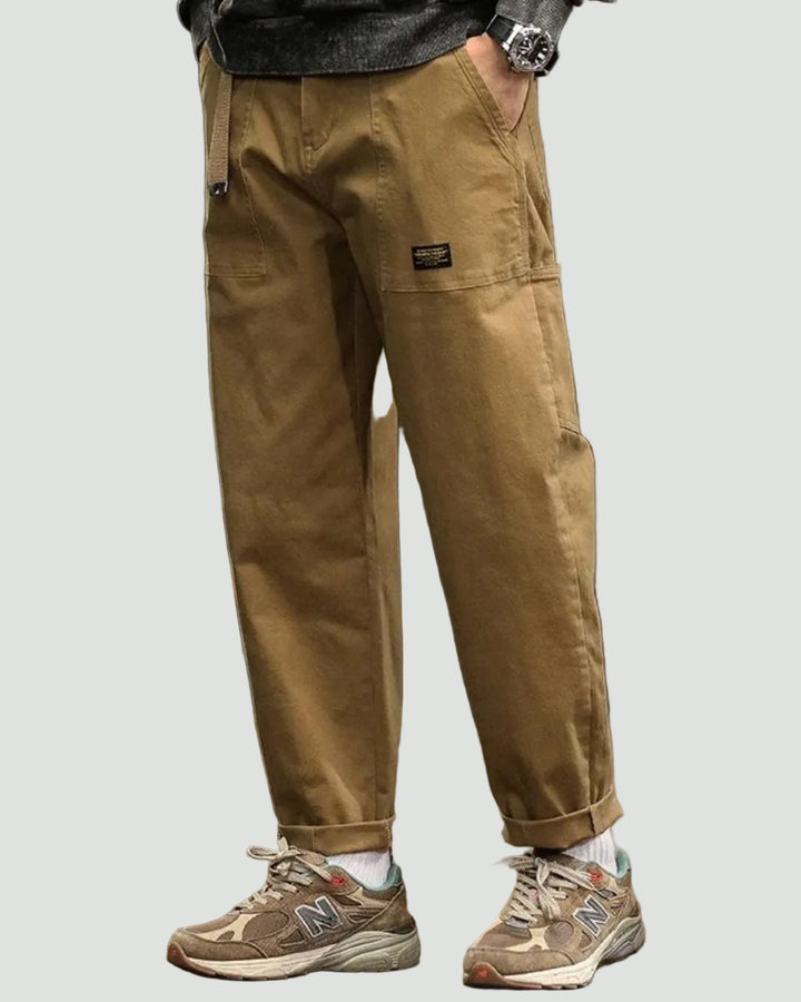 Men’s Straight Leg Cargo Trousers – Utility Fit with Pleated Waist