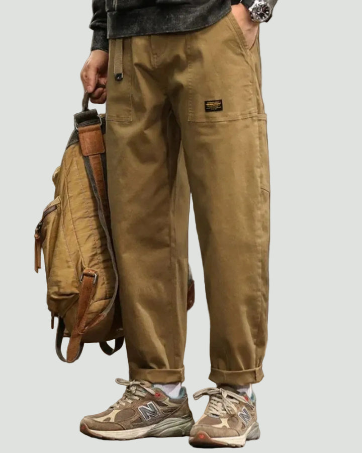 Men’s Straight Leg Cargo Trousers – Utility Fit with Pleated Waist