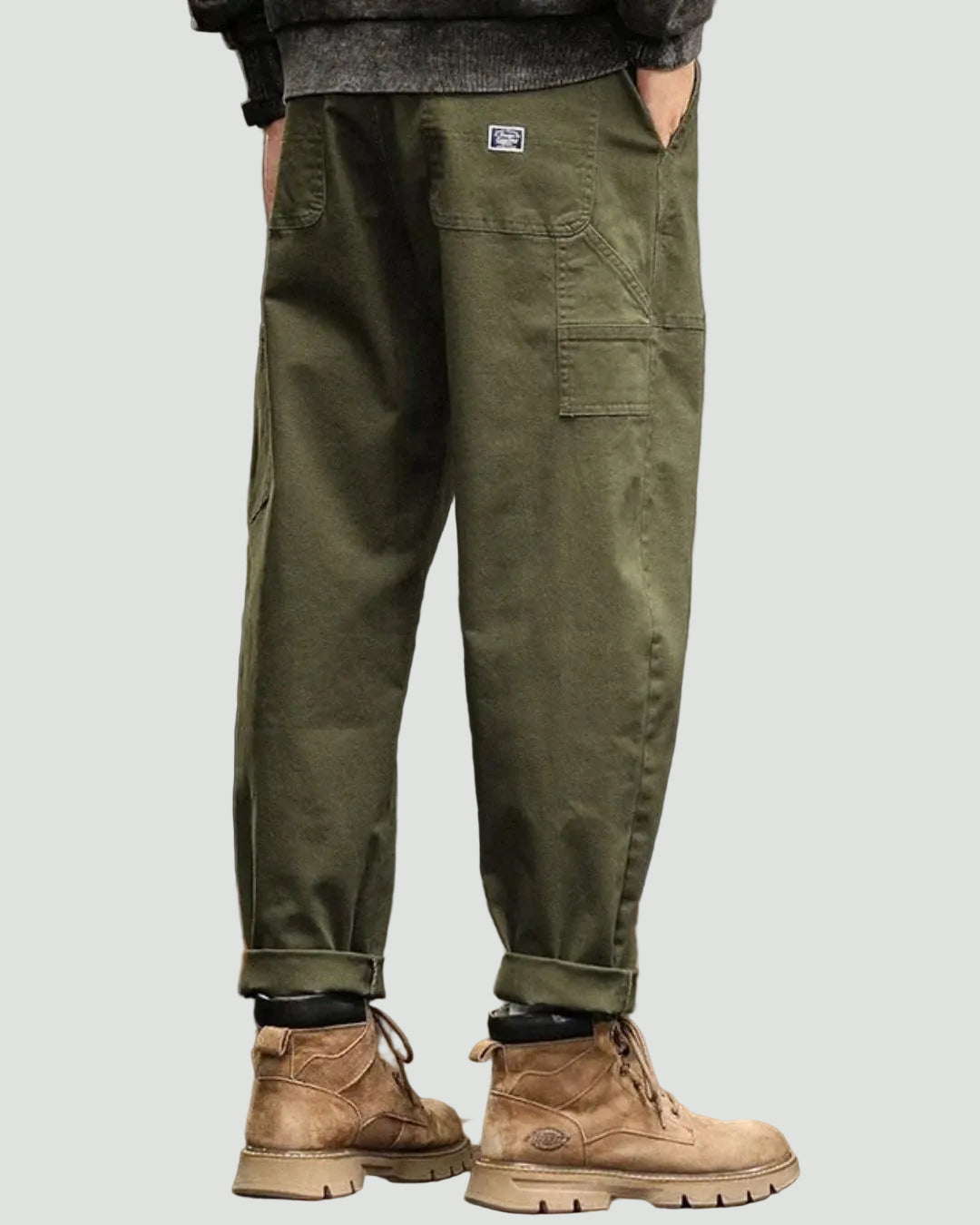 Men’s Straight Leg Cargo Trousers – Utility Fit with Pleated Waist