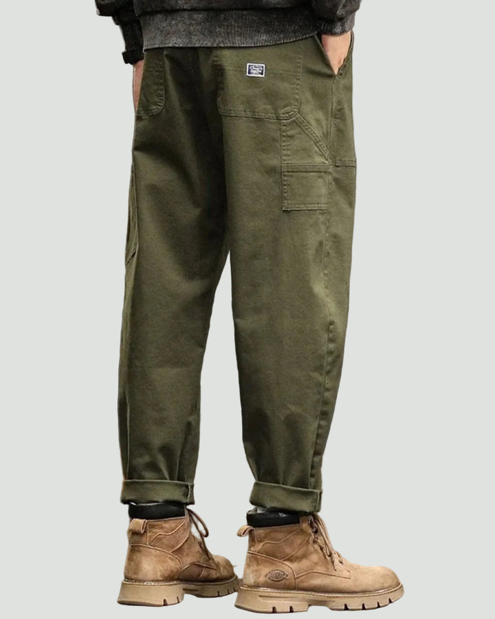 Men’s Straight Leg Cargo Trousers – Utility Fit with Pleated Waist