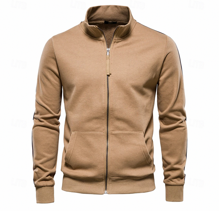 Men’s Zip-Up Cardigan with High Collar – Lightweight & Casual