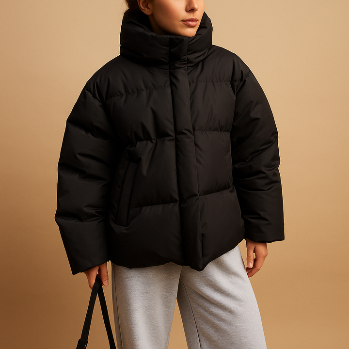 Lightweight Puffer Jacket with Hood for Women – Water-Resistant Winter Coat